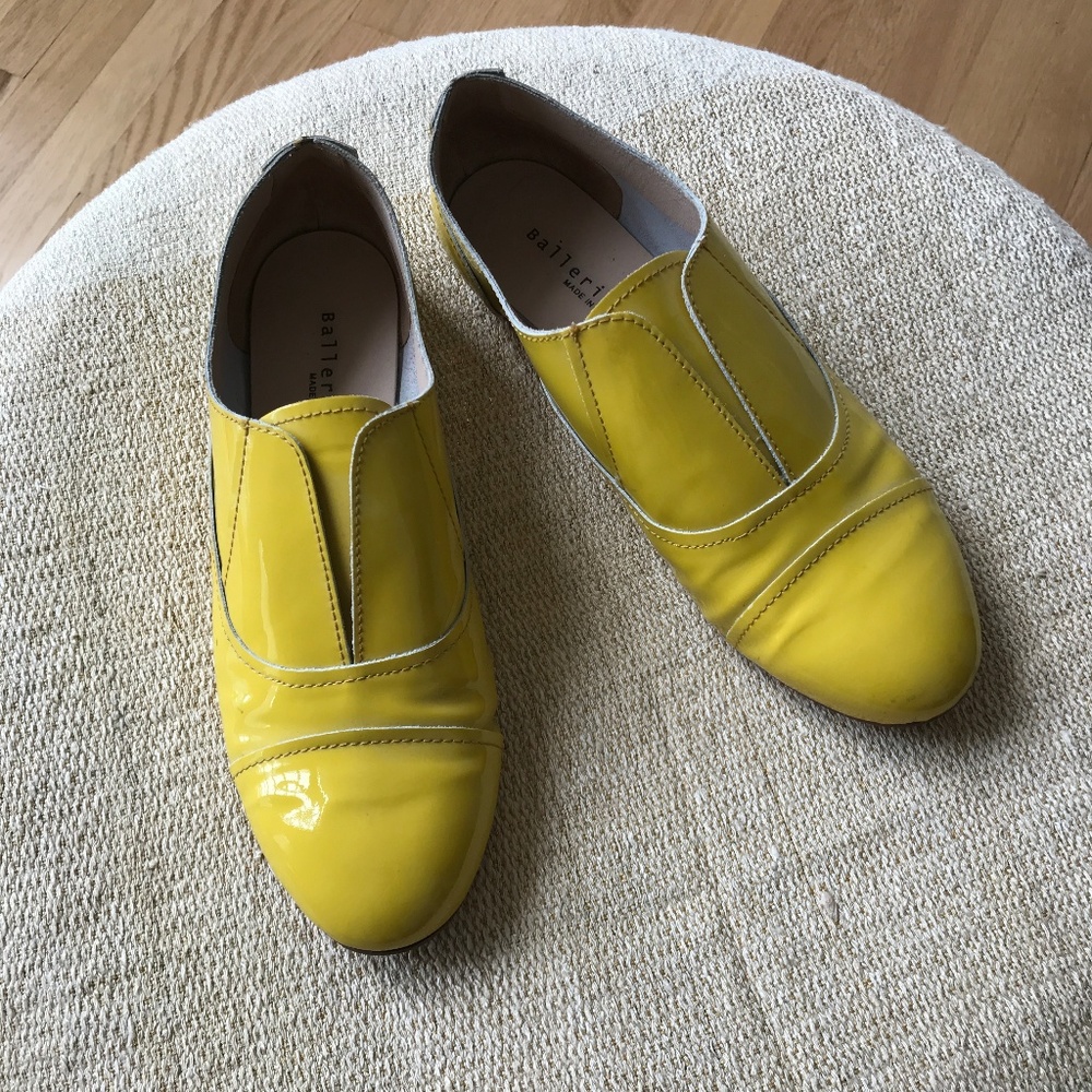 Lemon Patent Leather Oxfords